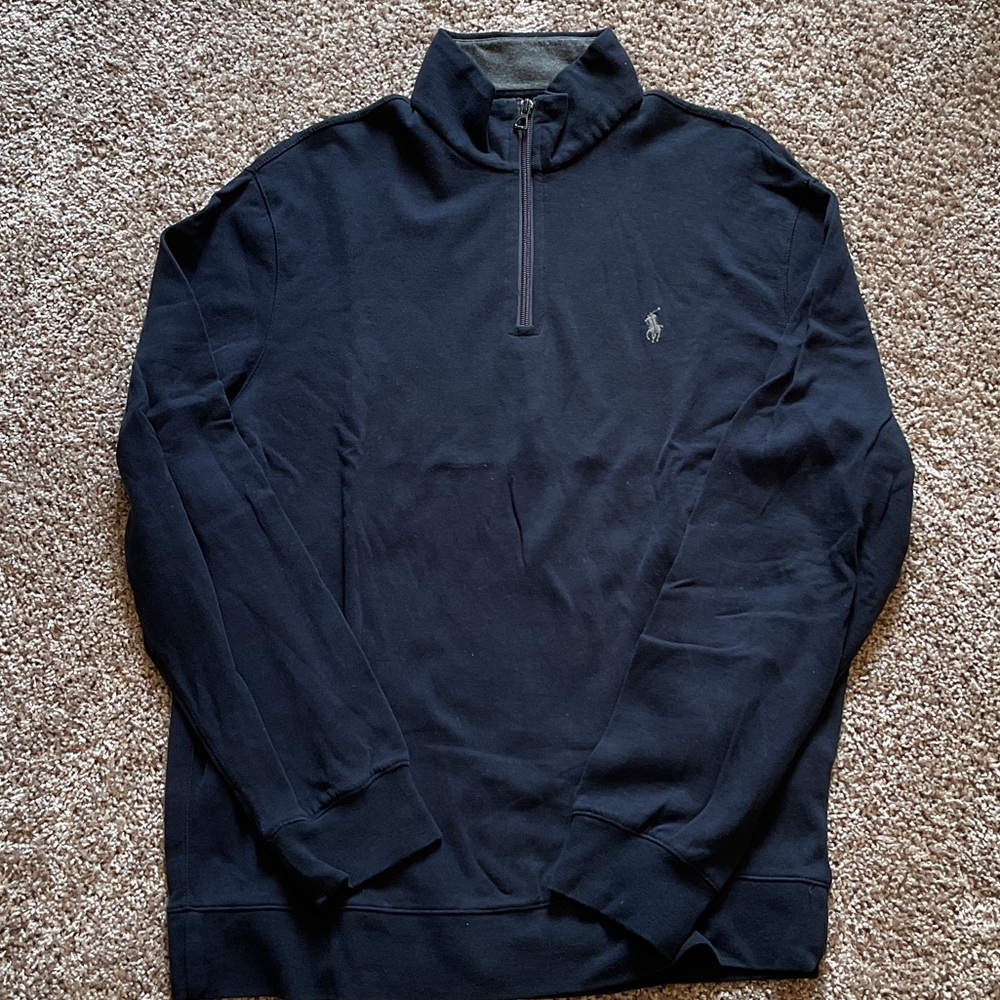 Polo by Ralph Lauren Men's Dark Blue Quarter Zip Sweater, Size L